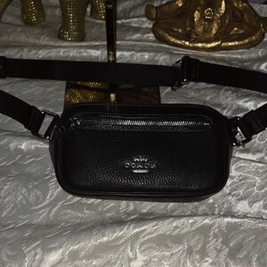 Coach Black Pebbled Leather Belt Bag